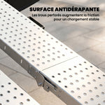 Lot de 2 Rampes de Chargement Pliantes avec Poignées et Surface Antidérapante, Charge Max. 400 kg, 180 x 25,5 cm, Argent