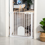 Barrière de sécurité animaux avec porte fermeture automatique système de double verrouillage, acier blanc