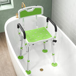 Tabouret de douche chaise de douche ergonomique hauteur réglable pieds antidérapants 56,5 x 53,5 x 87 cm blanc et vert