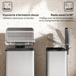 Poubelle de Cuisine 20 L en Acier Inoxydable, Poubelle avec Pédale, Couvercle à Fermeture Douce, Argenté