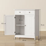 Meuble de salle de bain meuble de rangement 2 tiroirs placard double porte et étagère réglable 60 x 30 x 75 cm blanc