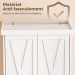 Aparador alto de cocina, armario de cocina con 4 puertas, cajón y estantes ajustables, estilo rústico, 62x38x173cm, blanco