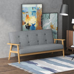 Canapé 3 places 154,5, canapé scandinave avec dossier capitonné, assise rembourrée et accoudoirs, gris