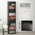 Rangements pour CD et DVD 9 compartiments et 6 étagères réglables capacité max. 260 CD/120 DVD 33 x 24 x 140 cm noir