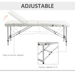Table de massage 3 zones pliante cosmétique portable charge max. 225 Kg hauteur réglable cadre en alliage blanc