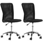 Lot 2 de chaises de bureau ergonomique hauteur réglable piètement chromé pivotant 360° revêtement maille noir