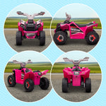 Haurrentzako quad elektrikoa, 6V-ko bateria duen ibilgailua, aurrerantz eta atzerantz egiteko aukerarekin, 70L x 41,5z x 48,5A cm, arrosa