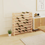Casier à bouteilles pour 96 bouteilles, étagère à vin avec 8 niveaux modulable, 114×28×113,5cm, bois naturel