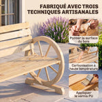 Banc de Jardin banc 3 places en bois Style Rustique Chic accoudoirs Roues Charette Bois Sapin effet bois naturel