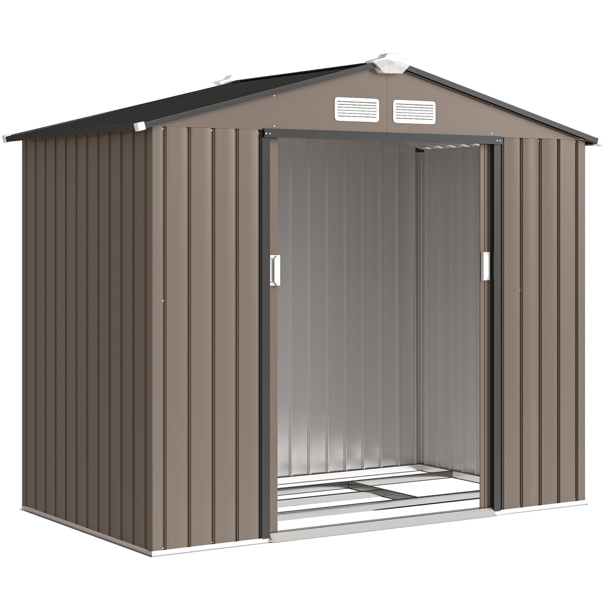 Abri de Jardin 2,77 m² cabane de jardin armoire de jardin Dim. 213L x 130l x 185H cm Porte coulissante Acier marron