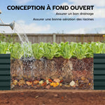 Jardinière rectangulaire potager de jardin en acier galvanisé bordure de sécurité et fond ouvert 150x70x30cm vert