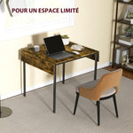 Table de salle à manger avec 2 rabats style industriel, extensible, table à abattant pour 2-4 personnes