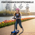 Trottinette électrique pour enfants 6+ ans, pliable 3 roues démarrage zéro, vitesse maximale 8 km/h 64 x 29 x 83 cm bleu