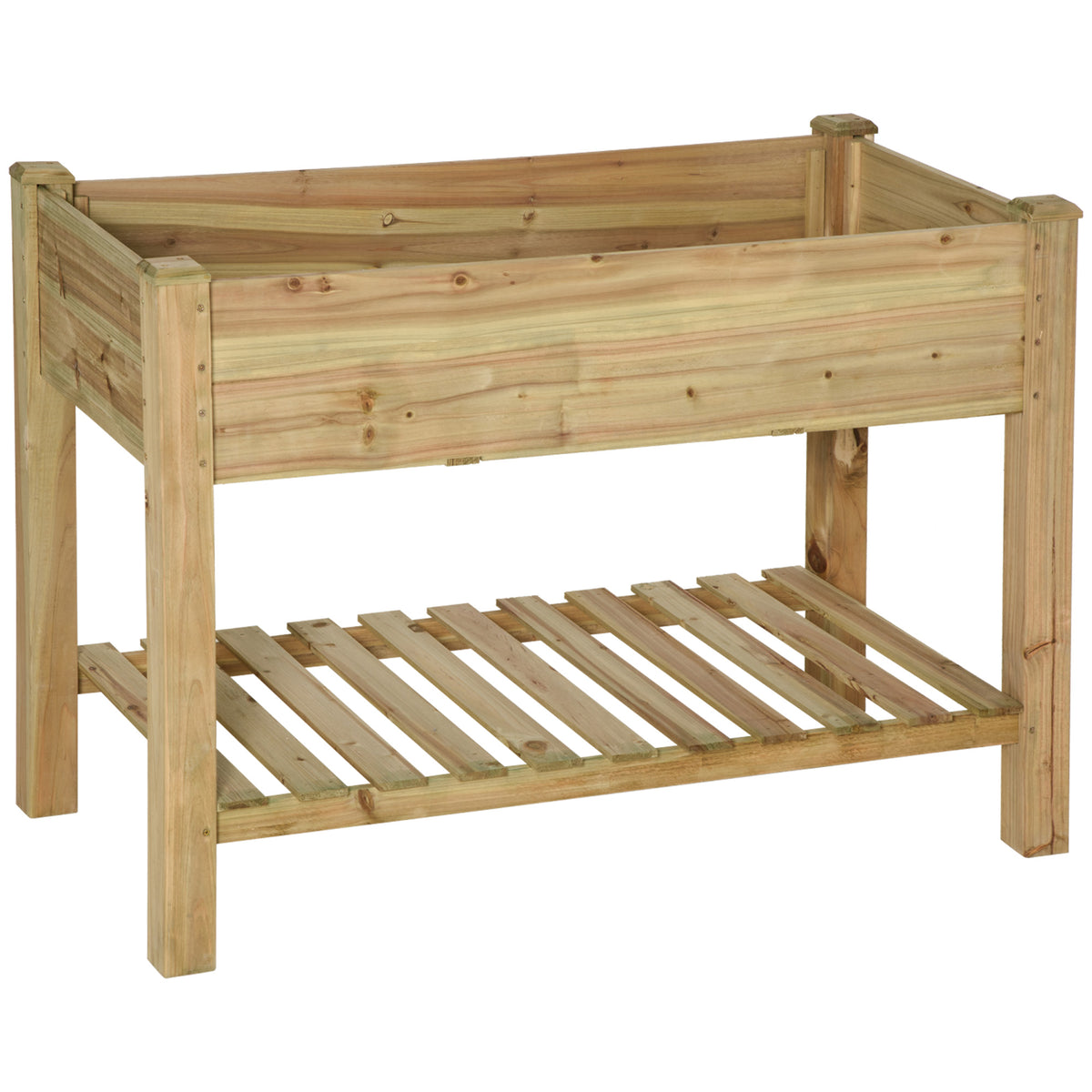 Jardinière surélevée avec Étagère de Rangement en Bois, Carré Potager sur Pied surélevé, 113 x 56 x 84 cm, vert
