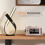 Lampe à poser design contemporain - lampe de table design spirale - dim. 21L x 15l x 43H cm - alu. noir LED blanc chaud