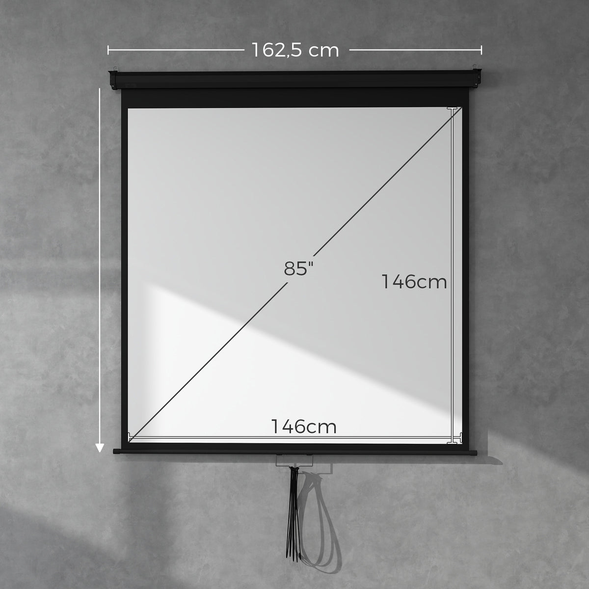 Écran de projection TV et Home Cinema de 85 Pouces vidéo projecteur 1:1 4K HD, 146L x 146H cm