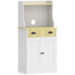 Kitchen microwave cabinet with open space, 1 drawer and 2-door cupboard, 61 x 35 x 125.4 cm, oak