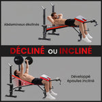 Banc de musculation Fitness entrainement complet avec support d'haltères dossier réglable acier 175 x 139 x 127 cm noir