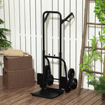 Klappbare Treppensackkarre 120 kg mit 6 Rädern, Stahl-Transportkarre mit Spanngurten, 44x67x106,5 cm, schwarz