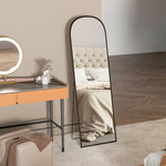 Miroir sur pied rectangulaire arrondi cadre en aluminium avec support pour entrée chambre dressing 50 x 161,5 cm noir
