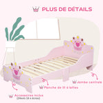 Lit Enfant et Ensemble table et chaises enfant - Design Princesse Motif Couronne - sommier à Lattes Inclus - Rose