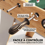 Baby-foot pour Enfants et Adultes, 22 Joueurs, 2 Ballons, 2 Compteurs de Points Manuels, 109 x 77 x 72 cm, Chêne Jaune
