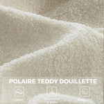 Fauteuil de Salon avec Repose-Pied, Fauteuil d'Appoint Capitonné en Peluche Teddy, Dossier Haut, Poches Latérales, Beige