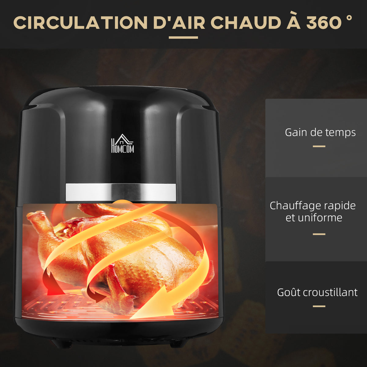 Friggitrice ad aria 4 L, air fryer 1300 W 12 programmi, touch screen, temperatura regolabile, cestello antiaderente, nero