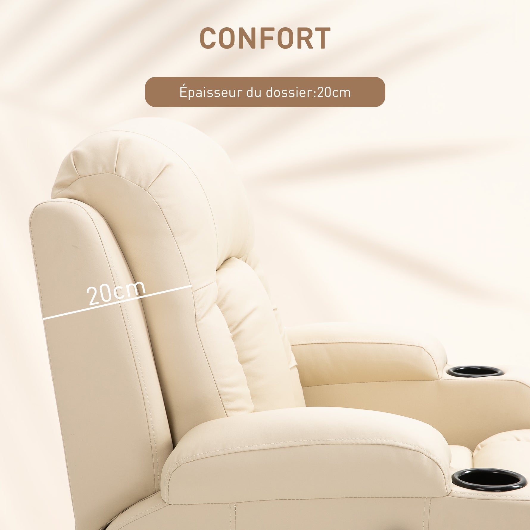 Fauteuil de Massage et Relaxation Chauffant 360° pivotant inclinable manuellement Repose-Pied télécommande