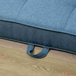 Canapé droit convertible 2 places - dossier capitonné - 147,5 x 75 x 85 cm - bleu