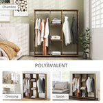 Armadio guardaroba mobile con 6 ruote, 120 x 40 x 128 cm, in legno marrone