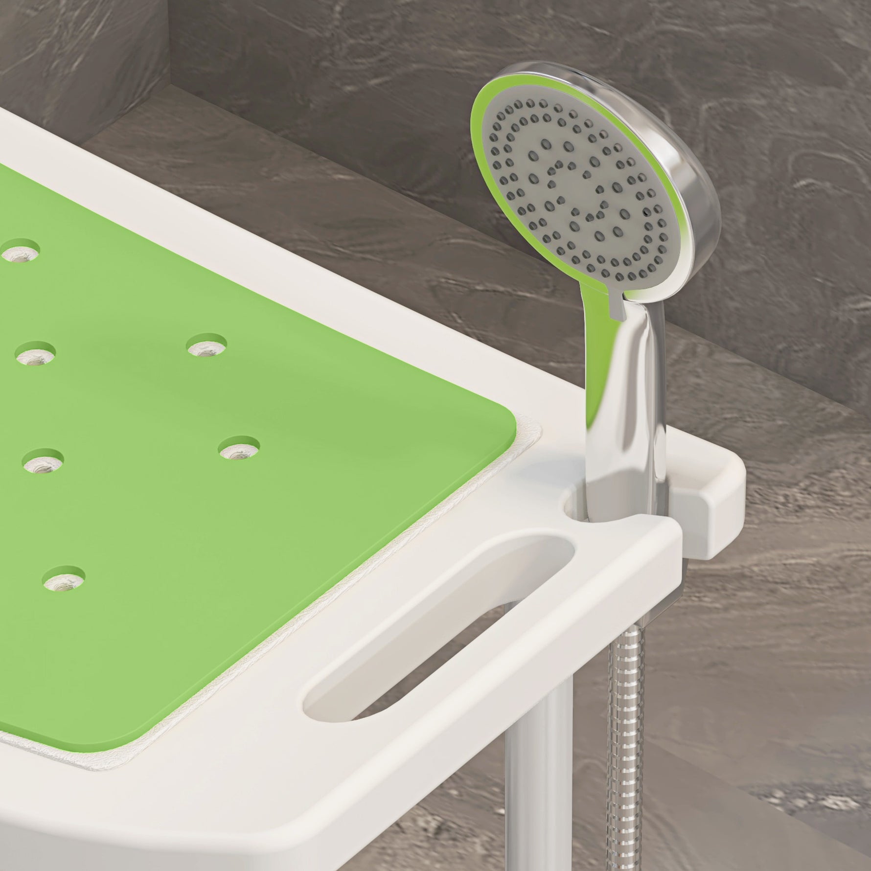 Siège de Douche réglable en Hauteur Tabouret de Douche Ergonomique Pieds antidérapants Charge Max. 135 Kg alu HDPE Vert