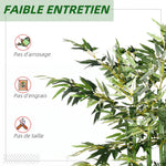 Bambou Artificiel 180 cm, Feuilles Réalistes et Pot en Bois de Pin, Facile à Nettoyer, pour Maison Bureau, Vert