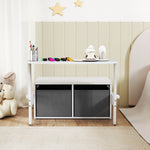 Coffre à jouet enfant 3 en 1, ensemble table et chaises avec 2 bacs en tissu amovibles, 67,5 x 46,5 x 56,7 cm, blanc