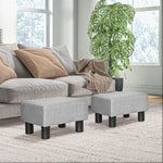 Lot de 2 poufs repose-pied tabouret bas en tissu de lin capacité de charge 150 Kg 40 x 30 x 24 cm gris