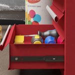 Boite à outils métallique coffret à outils caisse à outils 4 tiroirs + plateau tôle acier 51 x 22 x 39,5 cm rouge