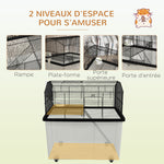 Cage hamster cage rongeur 2 étages avec roulettes plate-forme et échelle en fil d'acier 57 x 43 x 57 cm noir
