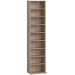 Rangements pour CD et DVD 9 compartiments et 6 étagères réglables capacité max. 260 CD/120 DVD 33 x 24 x 140 cm bois naturel