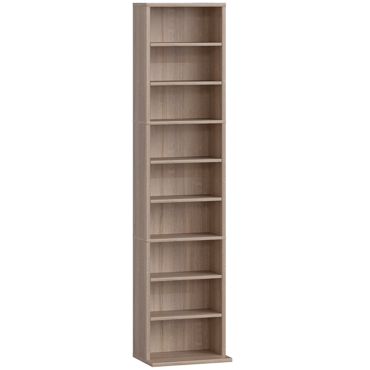 Rangements pour CD et DVD 9 compartiments et 6 étagères réglables capacité max. 260 CD/120 DVD 33 x 24 x 140 cm bois naturel