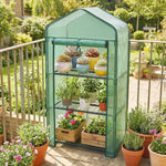 Serre de jardin avec étagères 3 niveaux, serre de balcon, bâche renforcée PE, châssis en acier, 59 x 39 x 127 cm, vert