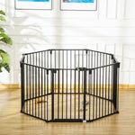 Barrière de Sécurité pour Cheminée, Parc Enclos Chien Pliable Modulable 8 Panneaux avec Porte, sans Perçage