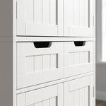 Meuble de salle de bain, meuble de rangement avec tiroir et 4 portes, style moderne, 60 x 30 x 160 cm, blanc