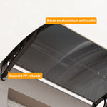 Auvent de porte d'entrée, toit marquise de porte exterieur en polycarbonate et aluminium résistante 100 x 75 cm noir