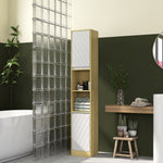 Meuble colonne rangement salle de bain style cosy 30 x 24 x 170 cm 2 portes étagère 2 niches chêne clair blanc