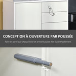 Meuble de rangement buffet commode armoire de rangement avec 2 tiroirs et 2 placards à portes, étagères réglables, pour salon, cuisine, chambre, 79 x 36 x 74 cm blanc