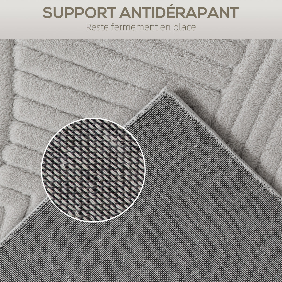 Tapis salon 160 x 120 cm, tapis à poils épais géométrique, moelleux et antidérapant, gris