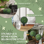 Lot de 2 boules topiaires artificielles, fausses plantes décoratives résistantes aux UV, Ø 42 cm, violet et vert
