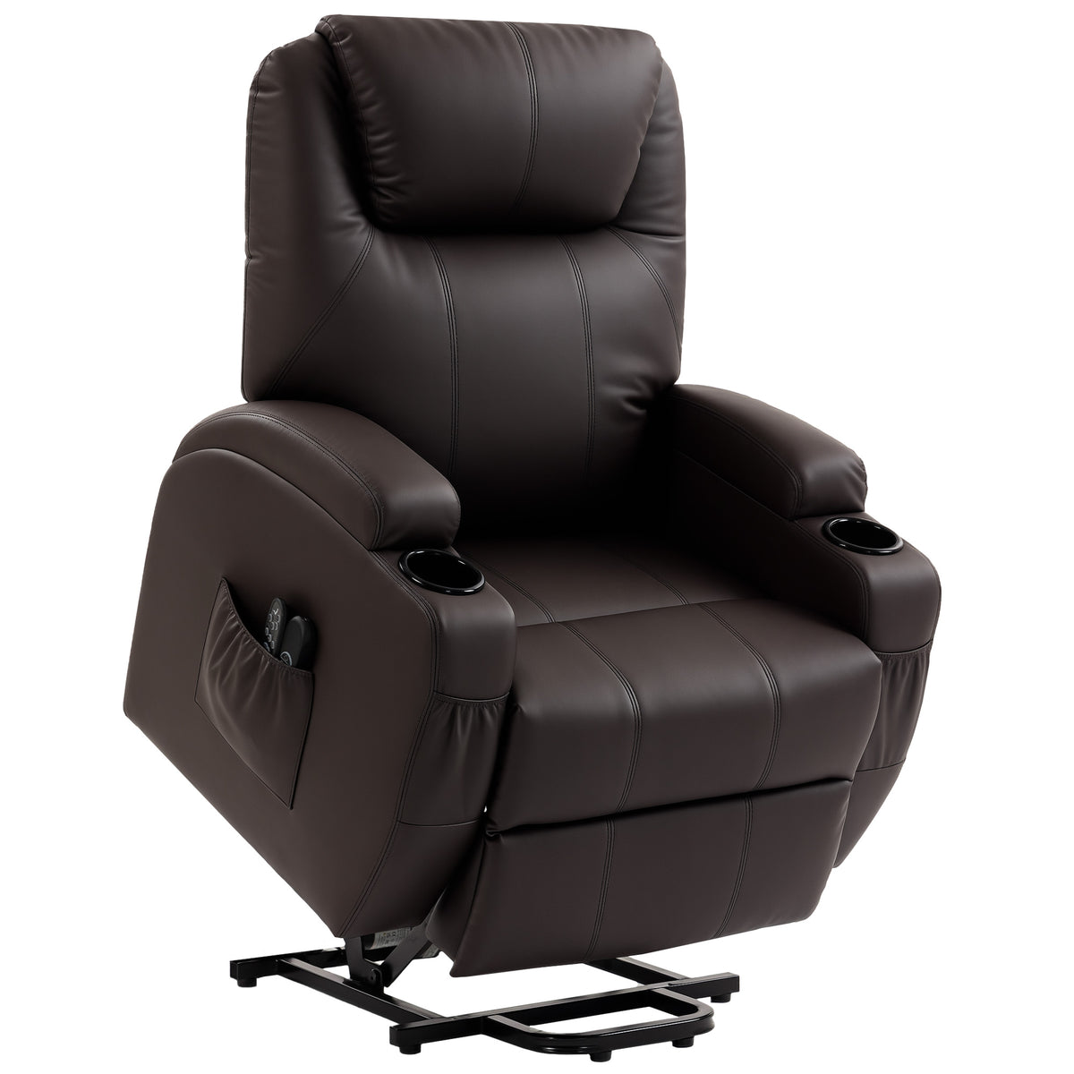 Fauteuil releveur électrique, fauteuil relax électrique, repose-pied, dossier inclinable, port USB, 83x95x107cm, marron