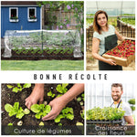 Serre de Jardin Tunnel mini serre tunnel serre à tomates 2,5L x 1l x 0,8H m Grande Porte zippée bâche Plastique Transparent métal époxy Vert
