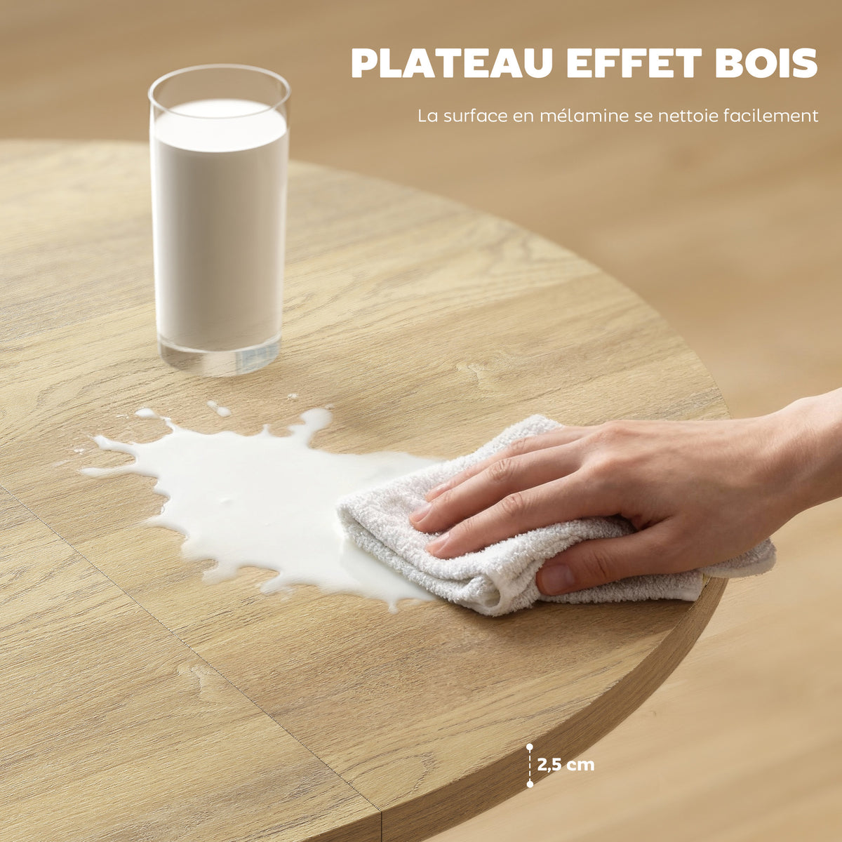 Tavolo da pranzo ovale allungabile per 4-6 persone, tavolo da cucina con allunga 100-135 cm, effetto legno naturale